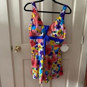 Wantdo Floral Slimming Push Up Swim Dress